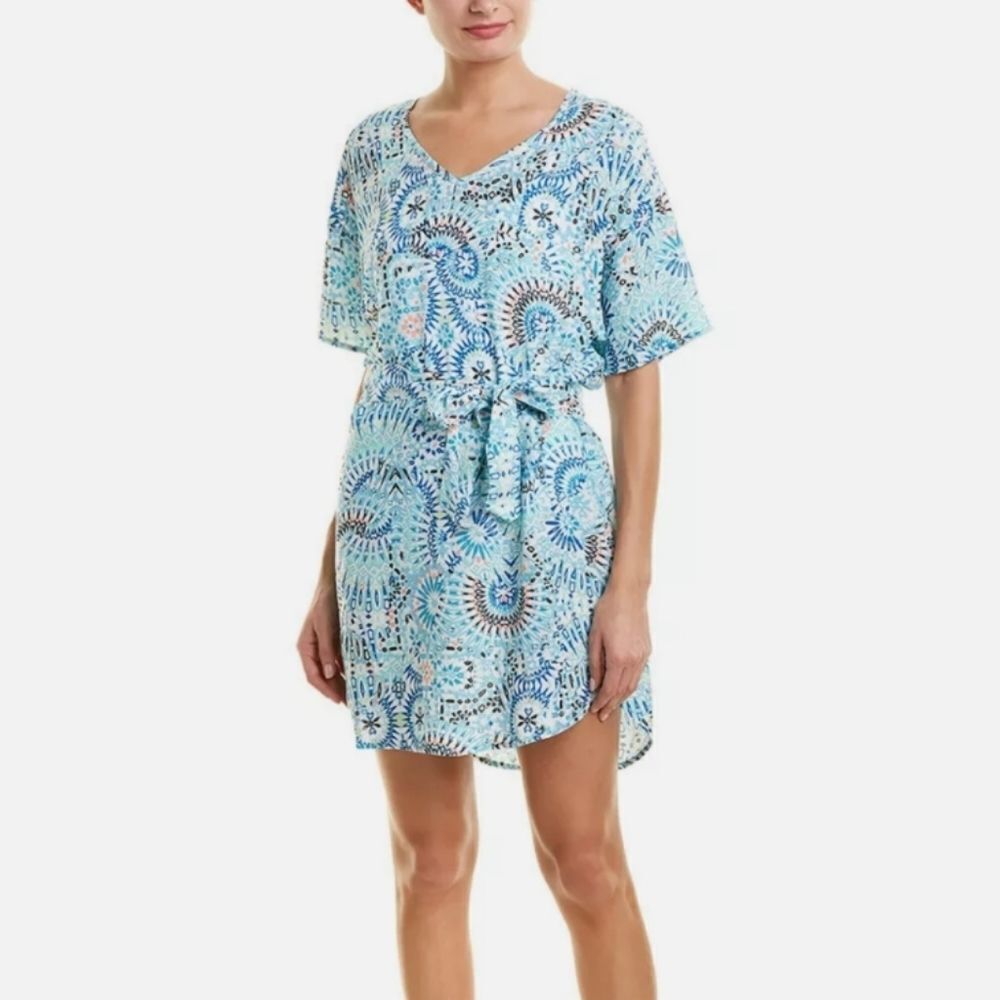 Helen Jon Belted Hawaiian Print Shift Dress NWT